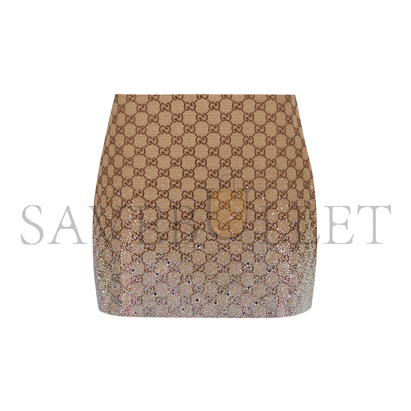 GUCCI WOMEN'S NATURAL CANVAS MINI SKIRT 808272